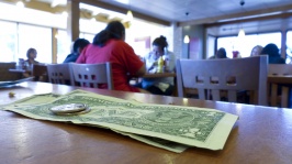 money on restaurant table